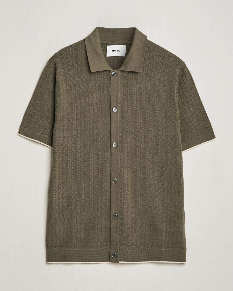 Hombres | Camisas | NN07 | Nalo Structured Knitted Short Sleeve Shirt Green