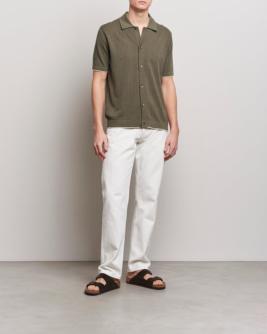 Hombres | Camisas | NN07 | Nalo Structured Knitted Short Sleeve Shirt Green