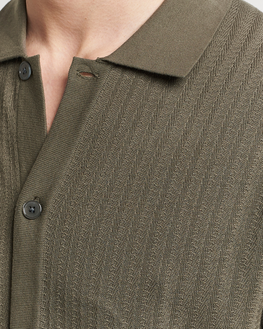 Hombres | Camisas | NN07 | Nalo Structured Knitted Short Sleeve Shirt Green