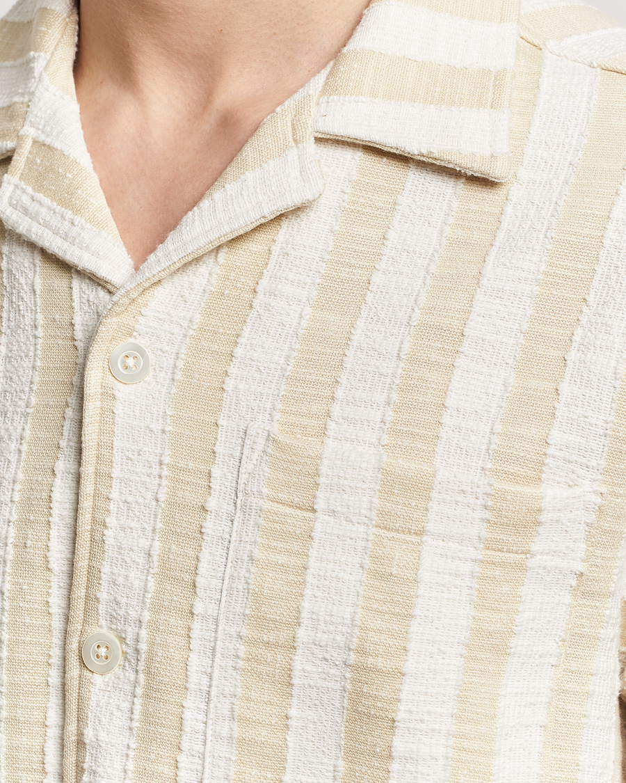 Hombres | Camisas | NN07 | Julio Striped Short Sleeve Shirt Khaki/White