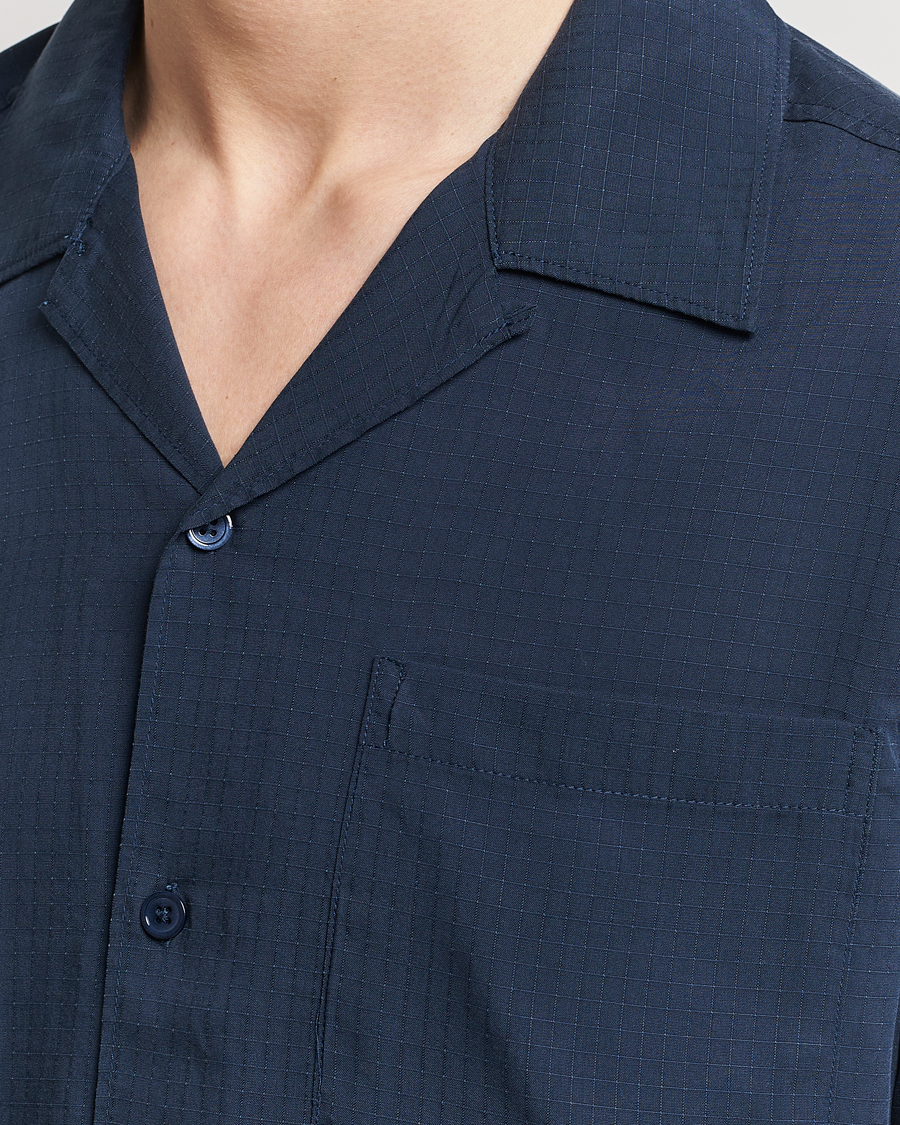 Hombres | Camisas | NN07 | Julio Ripstop Short Sleeve Shirt Navy Blue