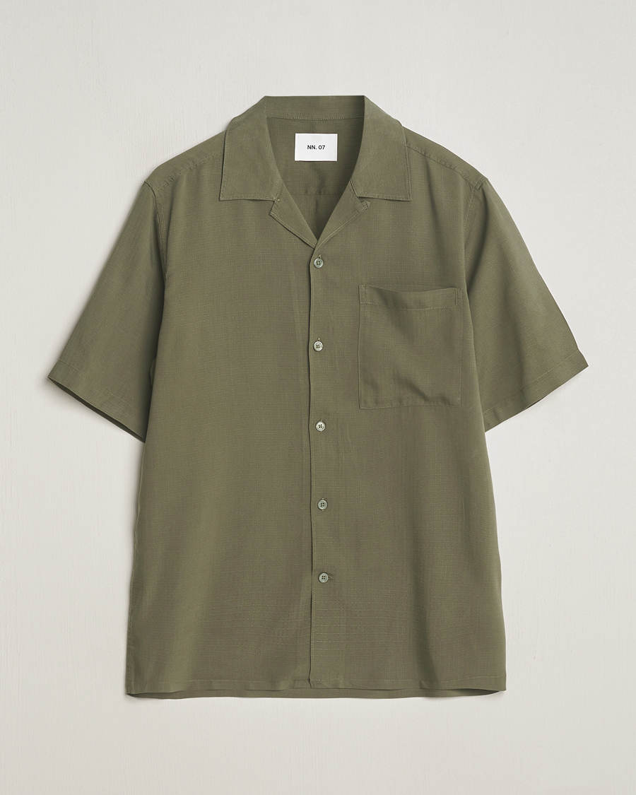Hombres | Camisas | NN07 | Julio Ripstop Short Sleeve Shirt Capers Green