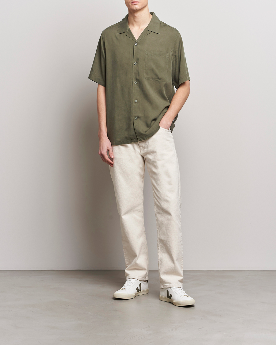Hombres | Camisas | NN07 | Julio Ripstop Short Sleeve Shirt Capers Green