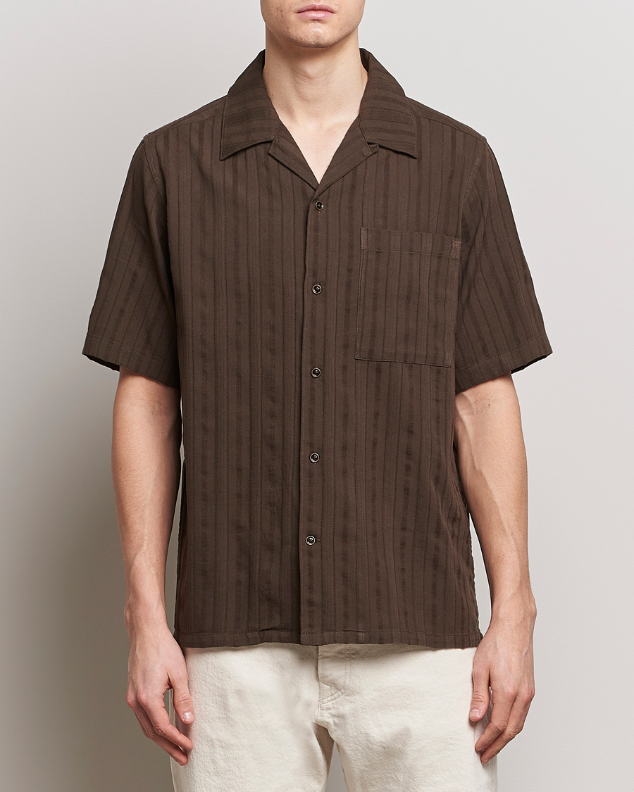Hombres | Camisas de manga corta | NN07 | Julio Structured Short Sleeve Shirt Demitasse Brown