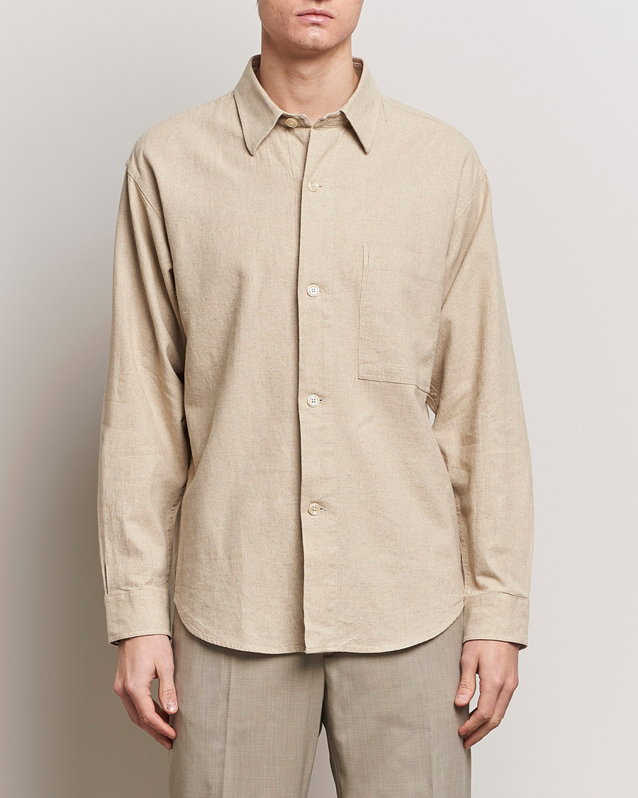 Hombres | Camisas | NN07 | Adwin Linen Overshirt Oatmeal