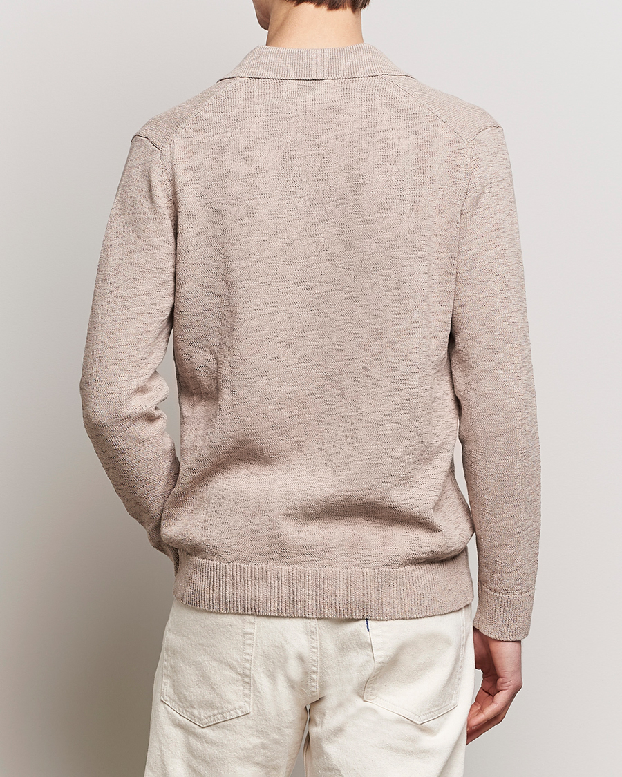 Hombres | Jerséis y prendas de punto | NN07 | Ryan Long Sleeve Open Collar Knitted Polo Khaki Stone