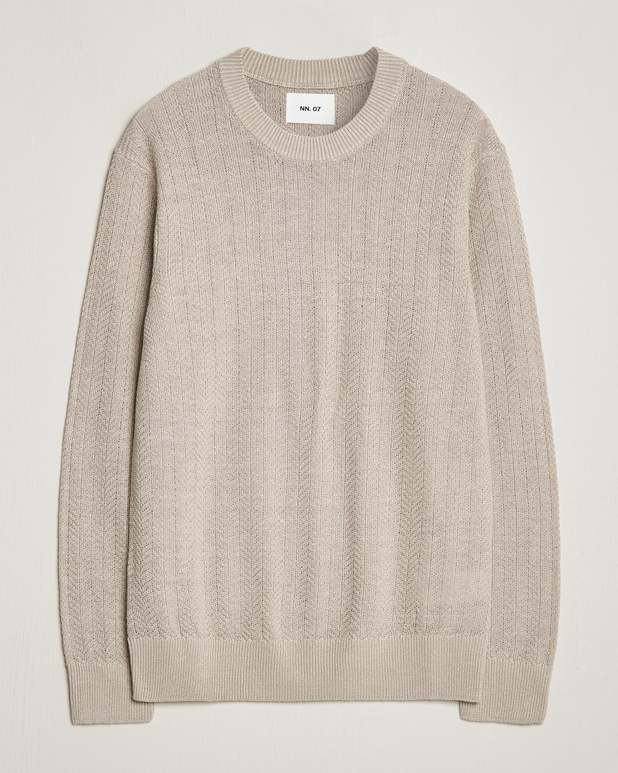 Hombres | Jerséis y prendas de punto | NN07 | Jaden Knitted Linen Crew Neck Sweater Irish Cream
