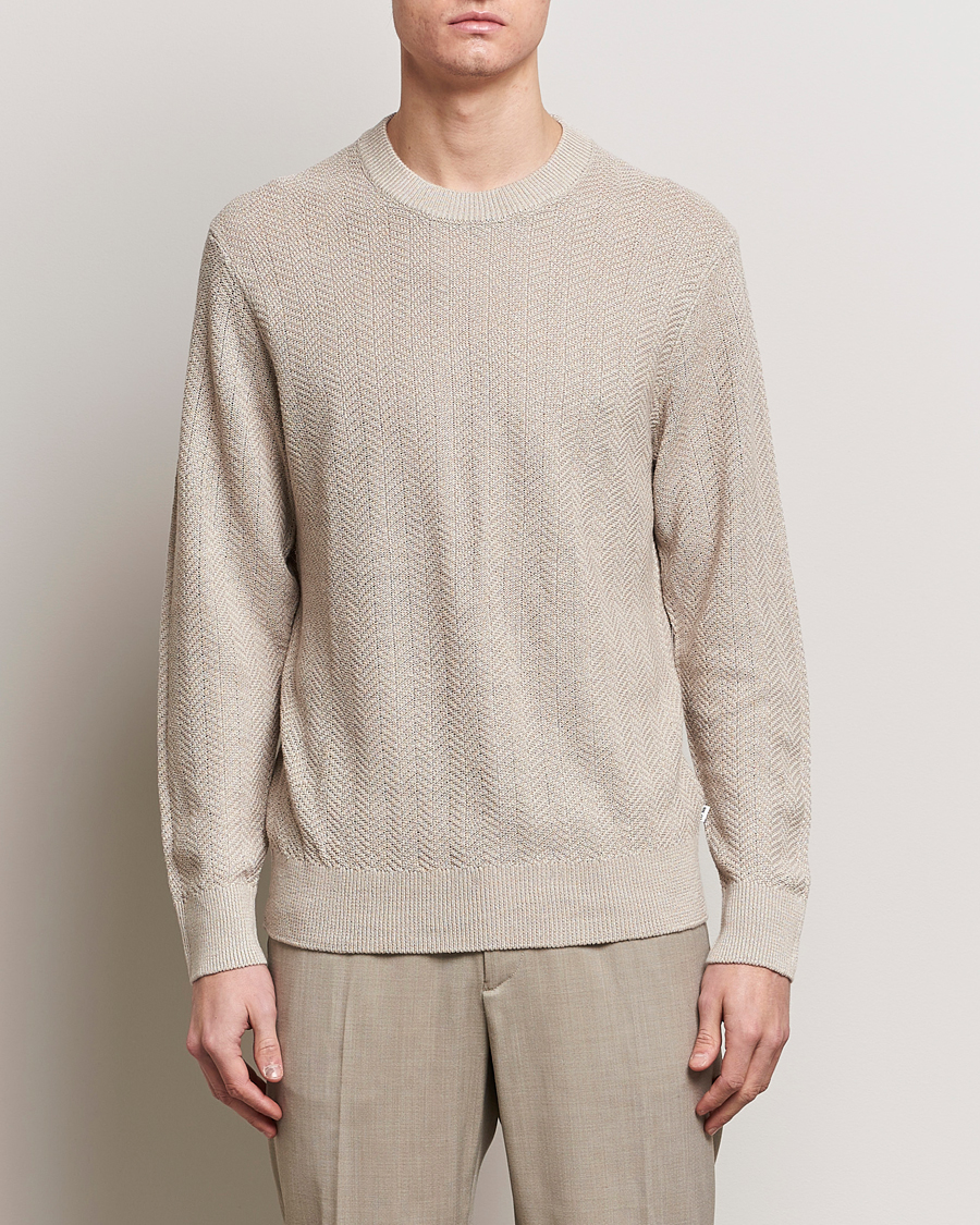 Hombres |  | NN07 | Jaden Knitted Linen Crew Neck Sweater Irish Cream