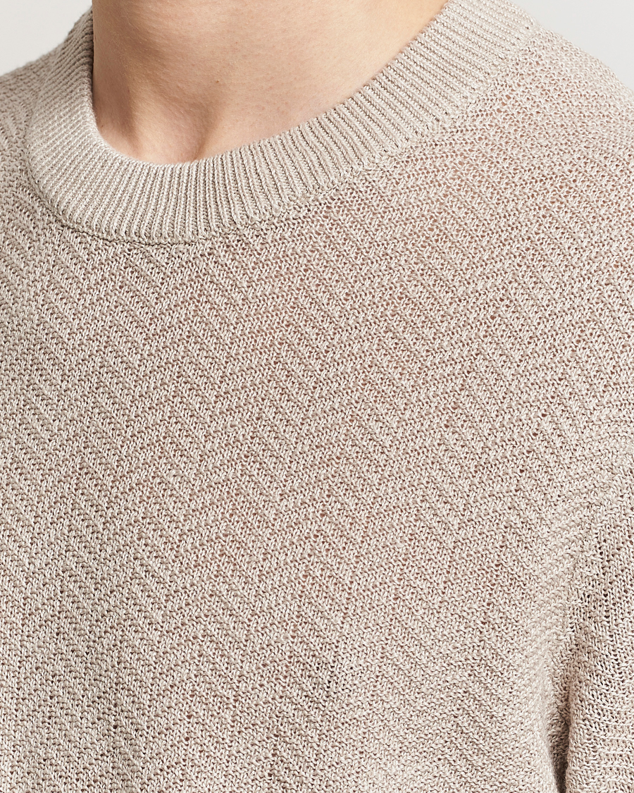 Hombres | Jerséis y prendas de punto | NN07 | Jaden Knitted Linen Crew Neck Sweater Irish Cream