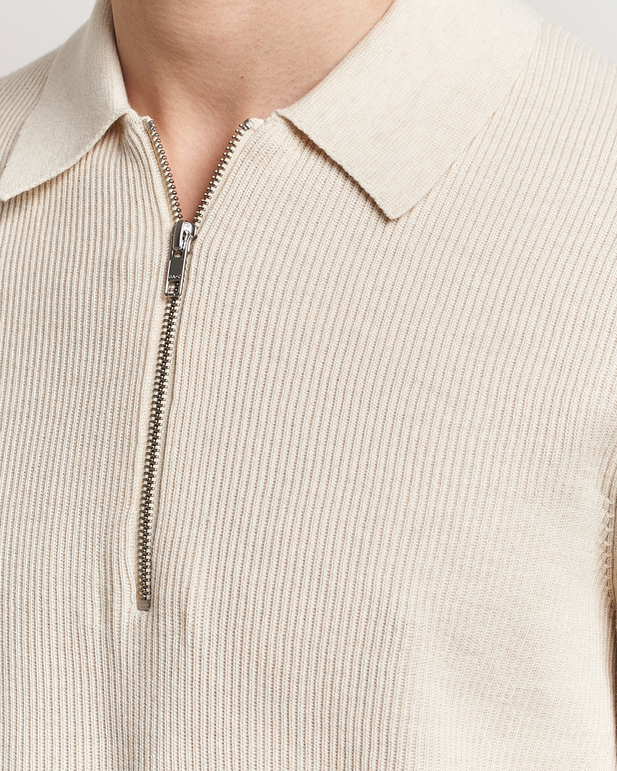 Hombres | Jerséis y prendas de punto | NN07 | Hansie Knitted Half Zip Ecru