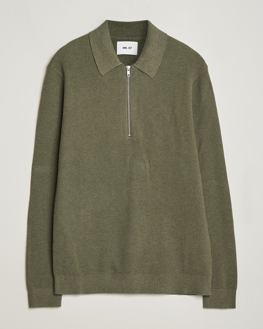 Hombres | Jerséis y prendas de punto | NN07 | Hansie Knitted Half Zip Capers Green
