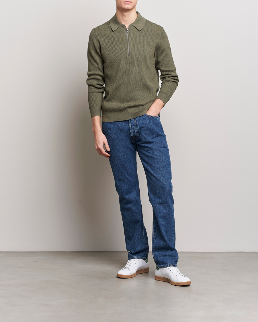 Hombres | Jerséis y prendas de punto | NN07 | Hansie Knitted Half Zip Capers Green