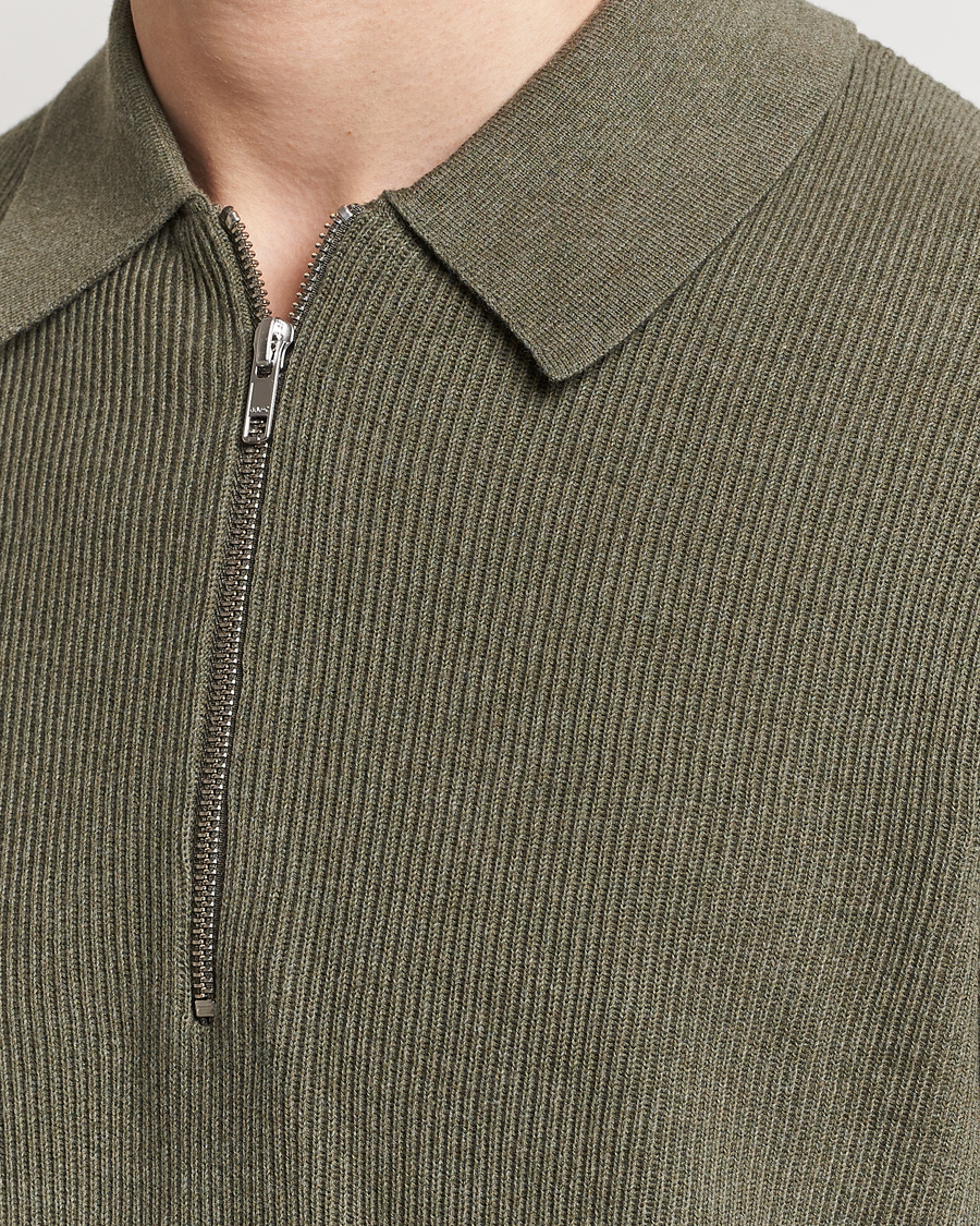 Hombres | Jerséis y prendas de punto | NN07 | Hansie Knitted Half Zip Capers Green