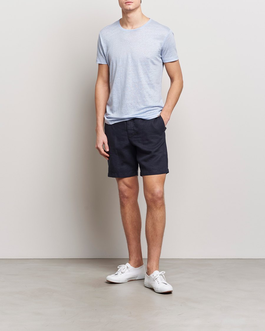 Hombres | Camisetas | Orlebar Brown | OB Linen Crew Neck Tee Soft Blue