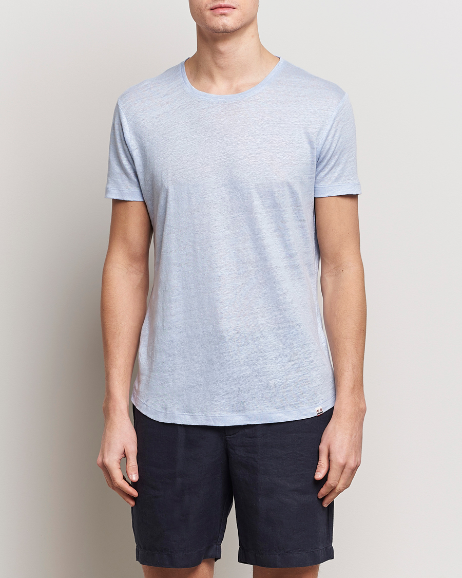 Hombres | Camisetas | Orlebar Brown | OB Linen Crew Neck Tee Soft Blue