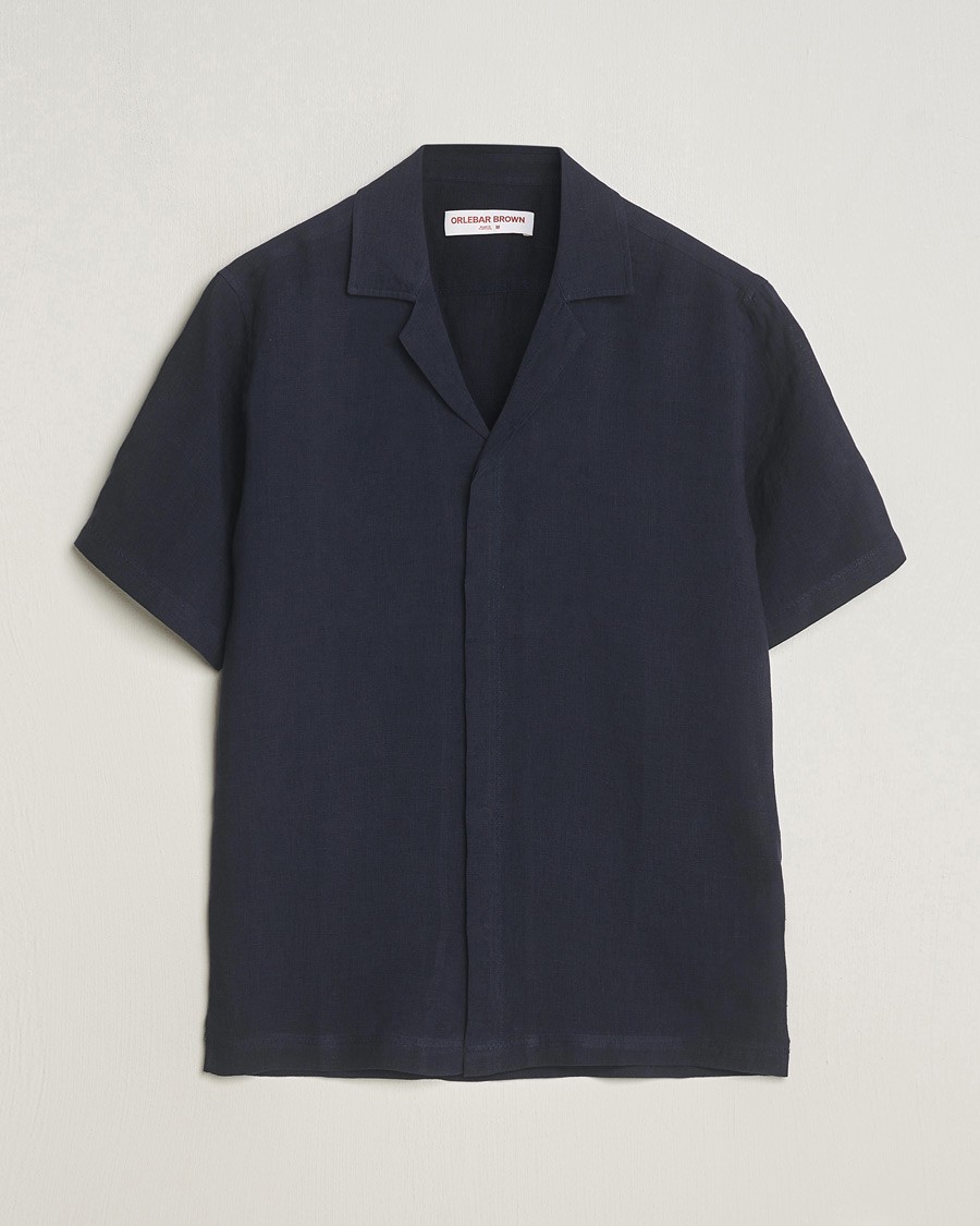 Hombres | Camisas | Orlebar Brown | Maitan Short Sleeve Linen Shirt Night Iris