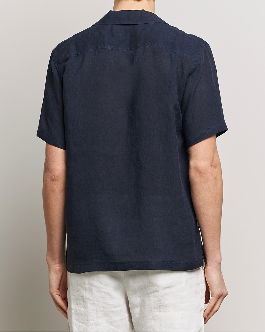 Hombres | Camisas | Orlebar Brown | Maitan Short Sleeve Linen Shirt Night Iris