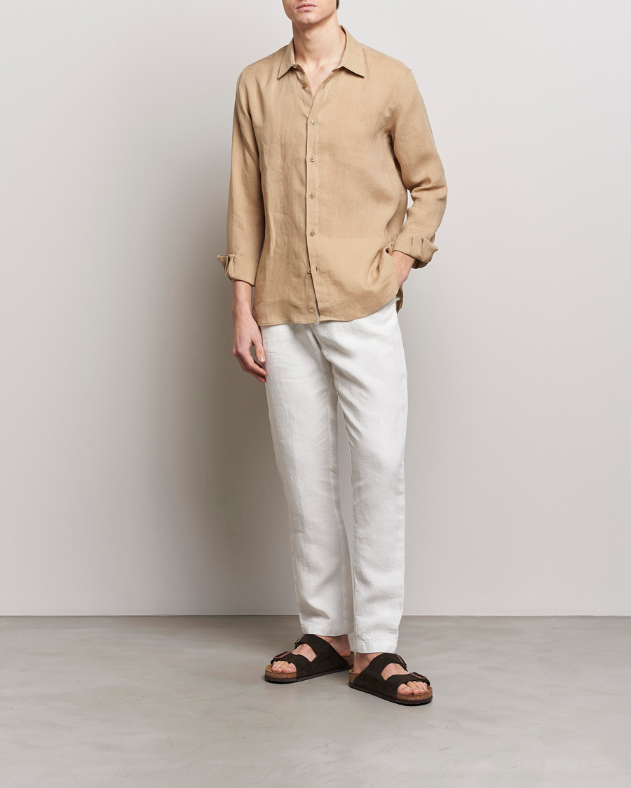 Hombres | Camisas | Orlebar Brown | Justin Linen Shirt Biscuit