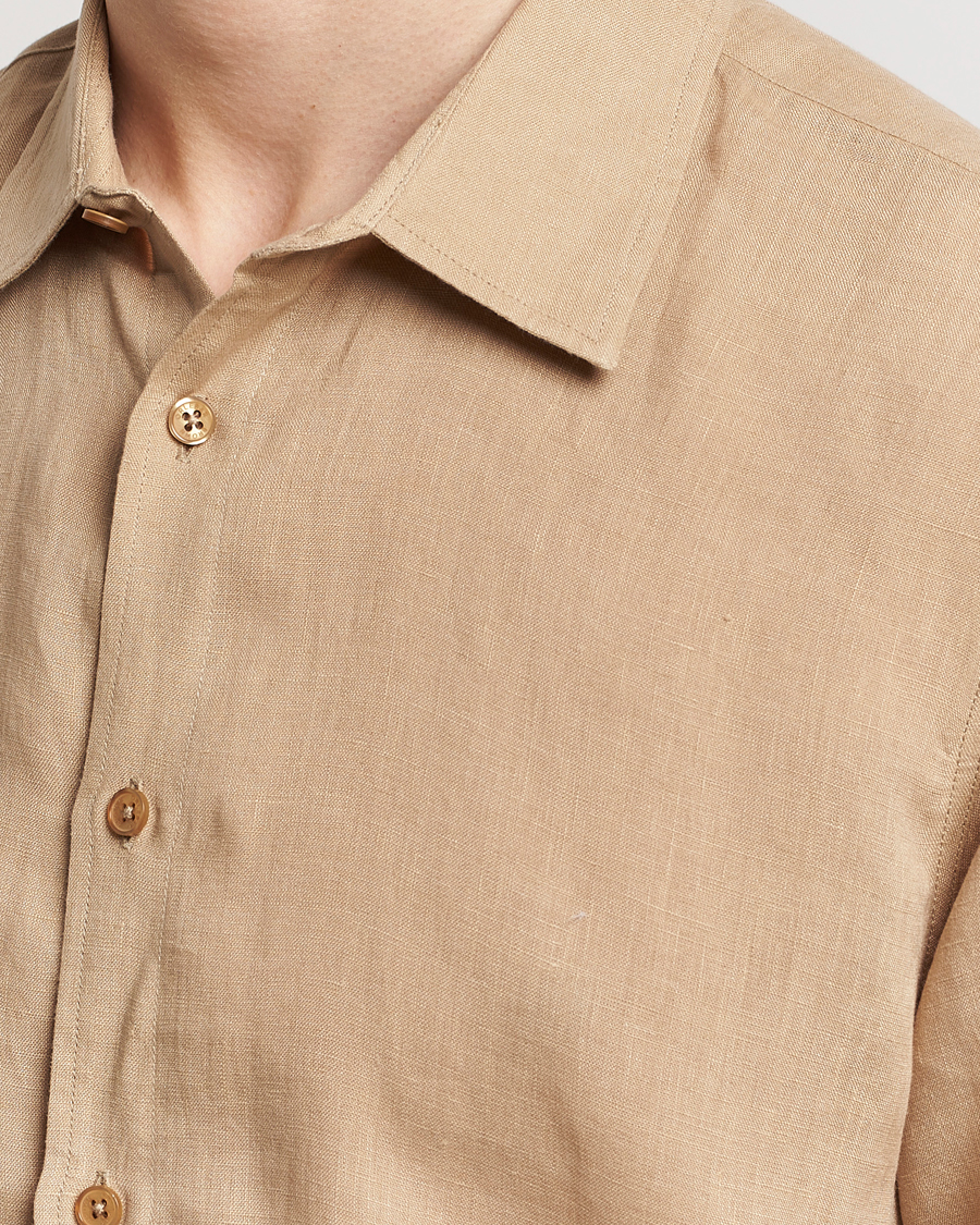 Hombres | Camisas | Orlebar Brown | Justin Linen Shirt Biscuit