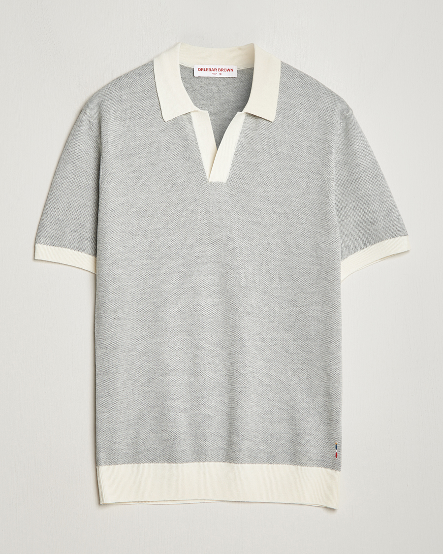Hombres | Polos | Orlebar Brown | Horton Contrast Knitted Polo White/Grey