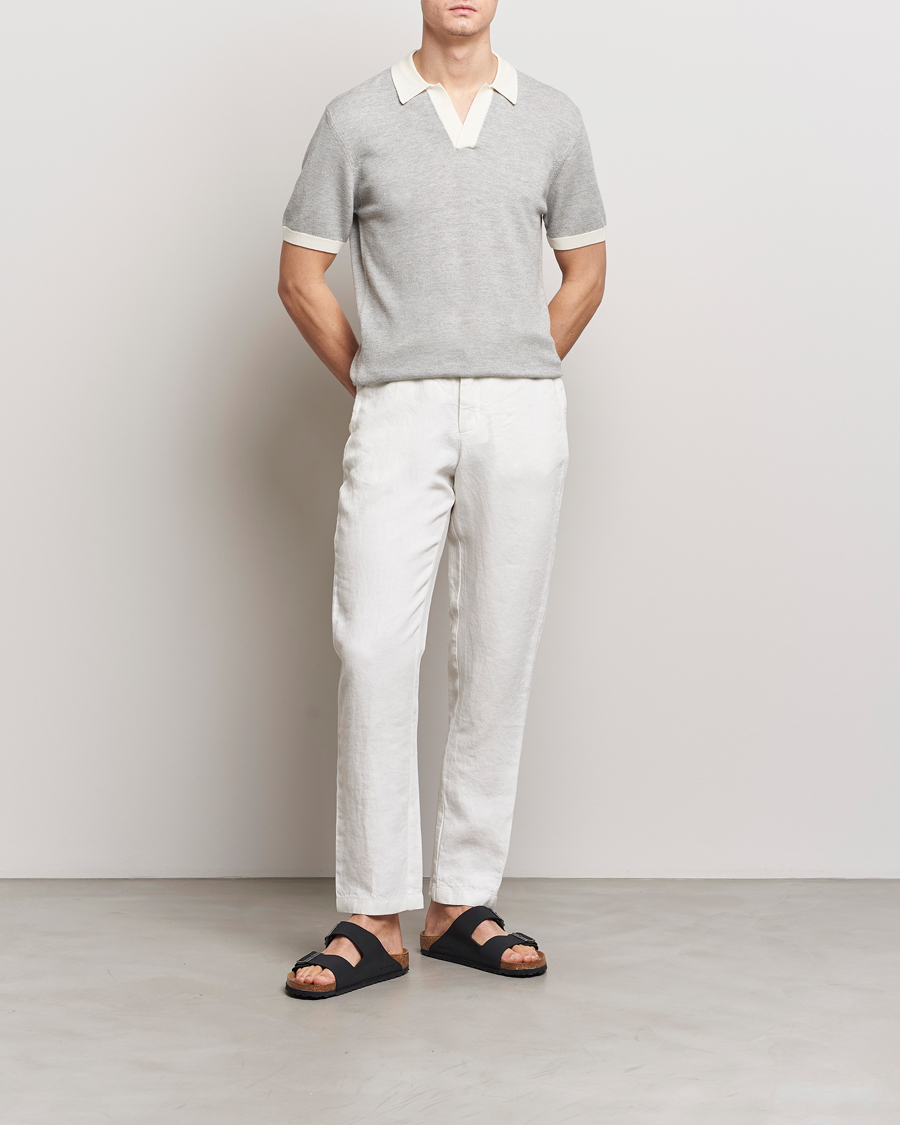 Hombres | Polos | Orlebar Brown | Horton Contrast Knitted Polo White/Grey