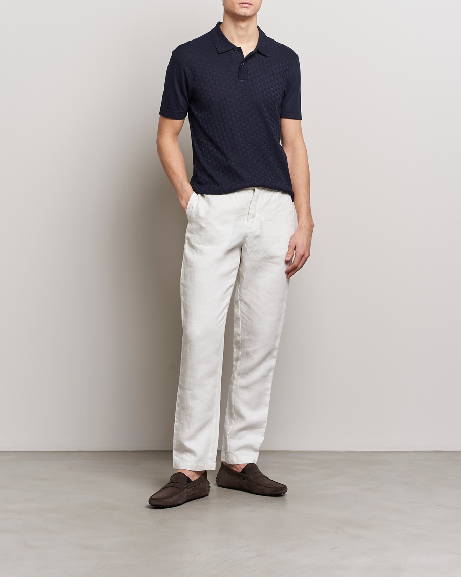 Hombres | Polos | Orlebar Brown | Jarrett Jaquard Knitted Ribb Polo Night Iris