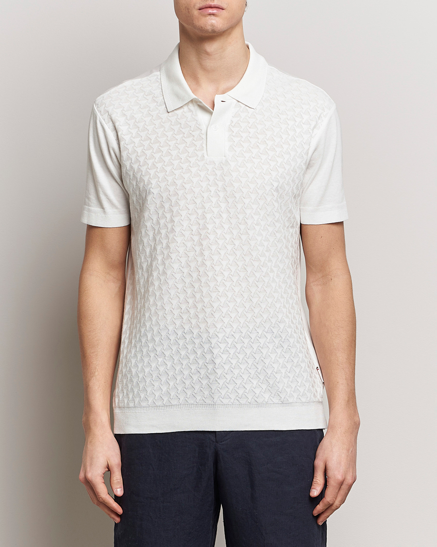 Hombres | Best of British | Orlebar Brown | Jarrett Jaquard Knitted Ribb Polo White