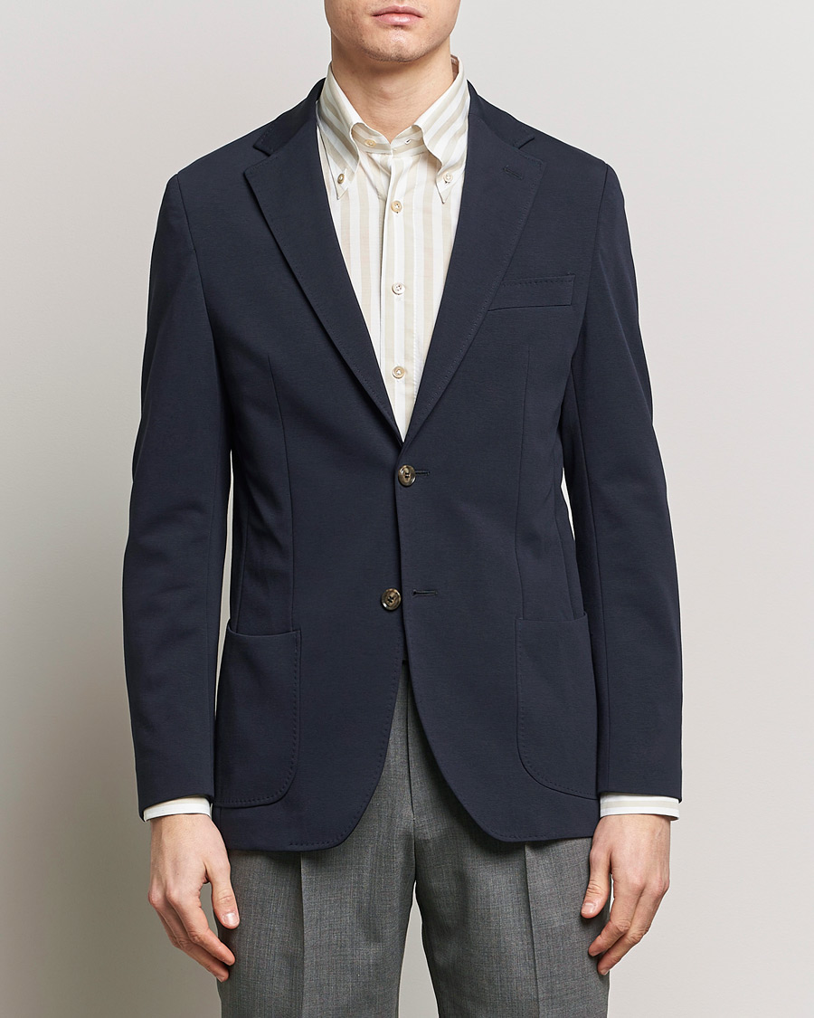 Hombres |  | Morris Heritage | Mike Soft Cotton Jersey Blazer Navy