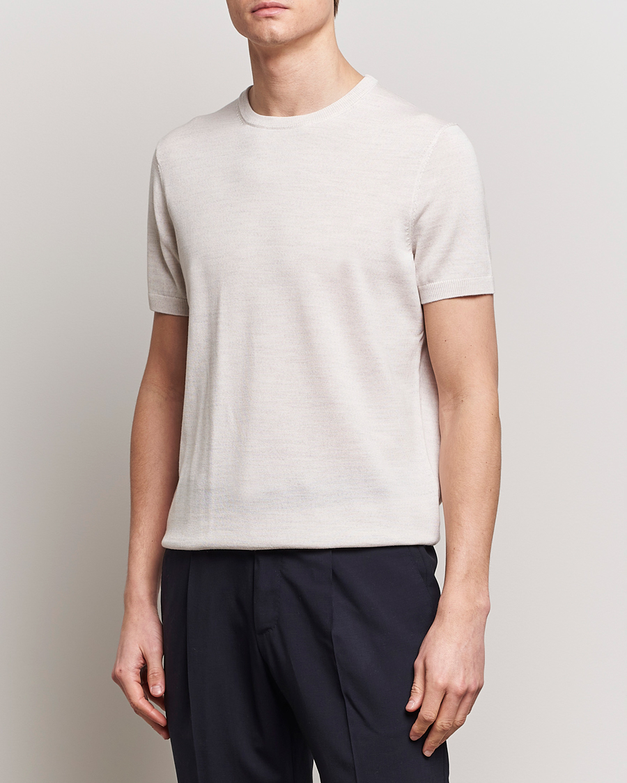 Hombres |  | Morris Heritage | Kingsley Knitted Merino T-Shirt Off White