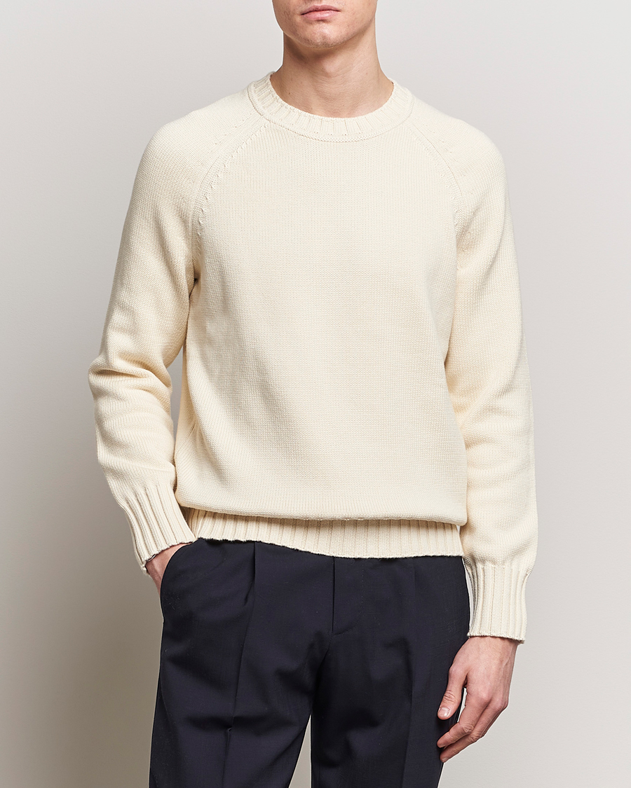 Hombres | Jerseys de punto | Morris Heritage | Bennet Knitted Cotton/Cashmere Crew Neck Off White