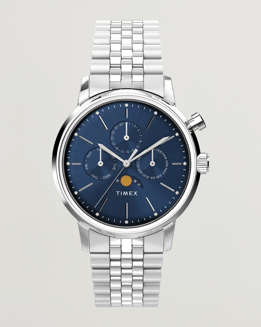 Hombres | Timex Marlin Moon Phase Quartz Steel 40mm Blue Dial | Timex | Marlin Moon Phase Quartz Steel 40mm Blue Dial