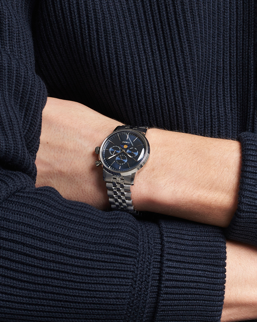 Hombres | Timex Marlin Moon Phase Quartz Steel 40mm Blue Dial | Timex | Marlin Moon Phase Quartz Steel 40mm Blue Dial