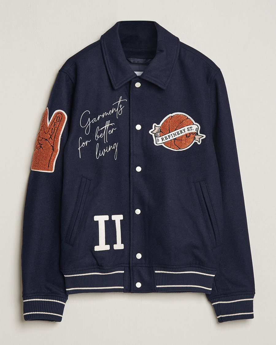 Hombres | Abrigos y chaquetas | LES DEUX | Varsity Wool Jacket Dark Navy