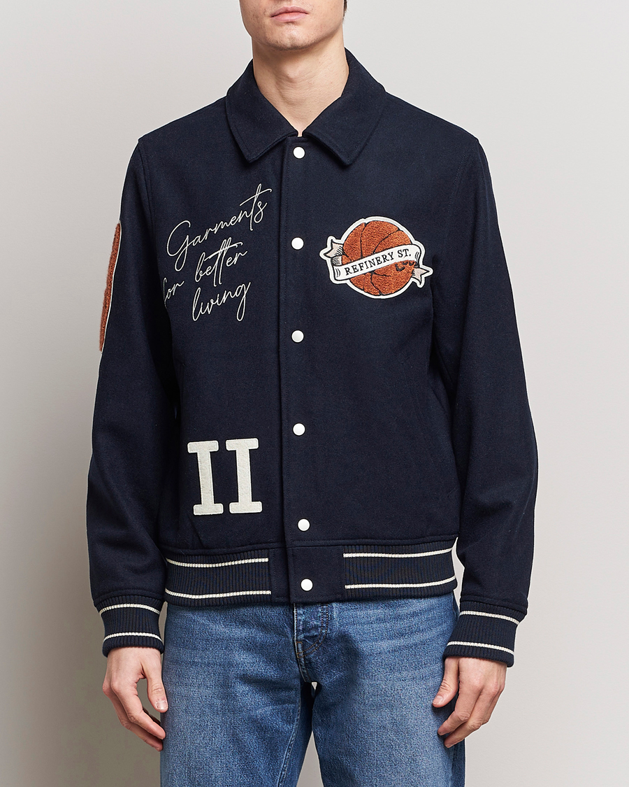 Hombres | Abrigos y chaquetas | LES DEUX | Varsity Wool Jacket Dark Navy