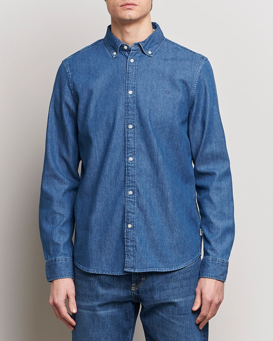 Hombres | Camisas vaqueras | LES DEUX | Kristian Denim Shirt Medium Blue