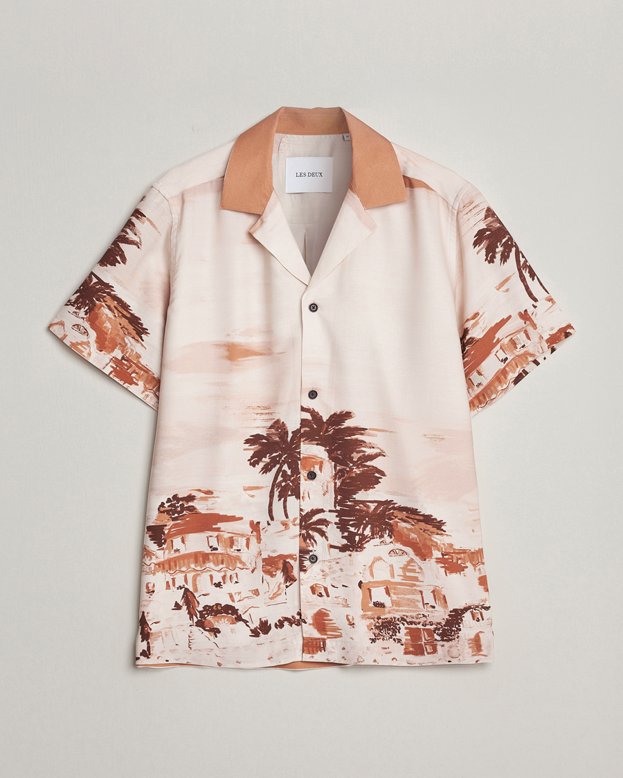 Hombres | Camisas | LES DEUX | Coastal Printed Short Sleeve Shirt Terracotta
