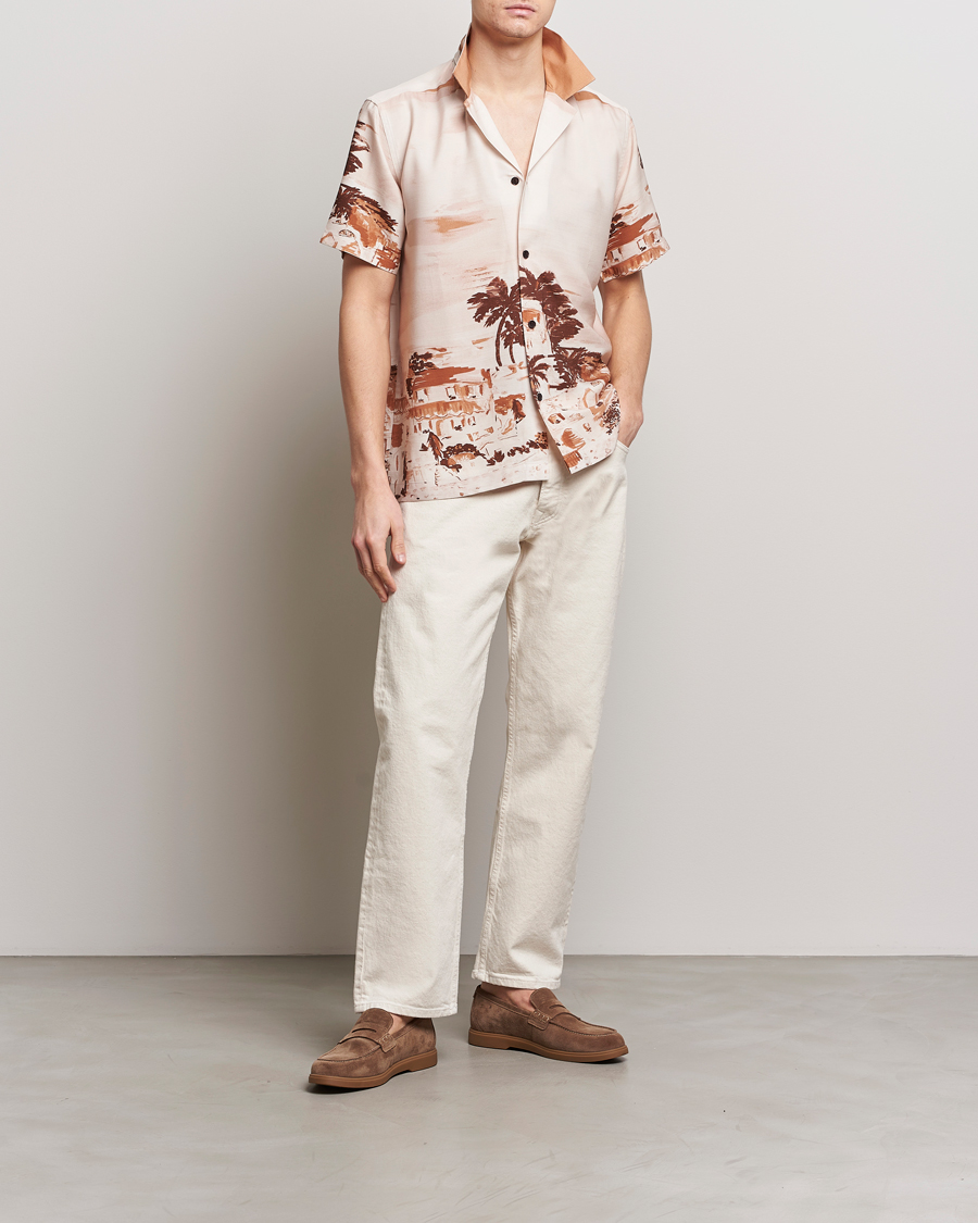 Hombres | Camisas | LES DEUX | Coastal Printed Short Sleeve Shirt Terracotta