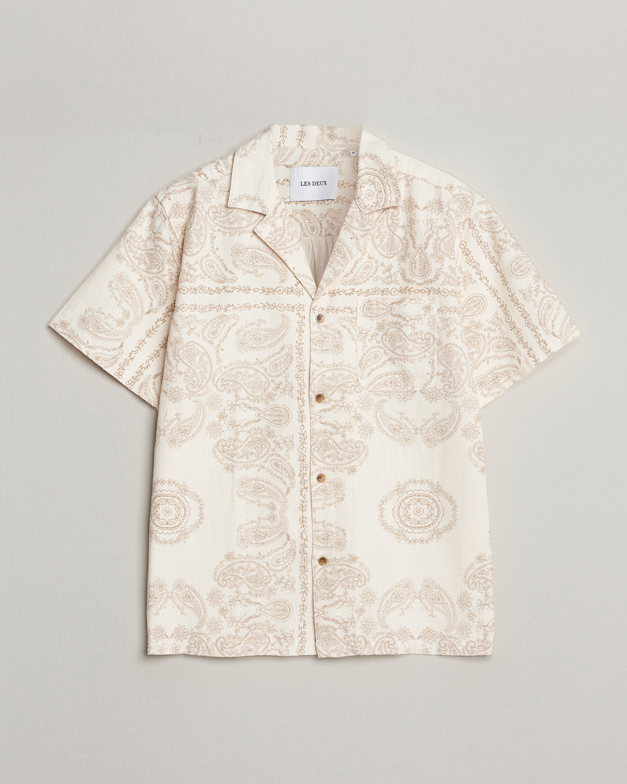 Hombres | Camisas | LES DEUX | Lesley Paisley Short Sleeve Shirt Light Ivory
