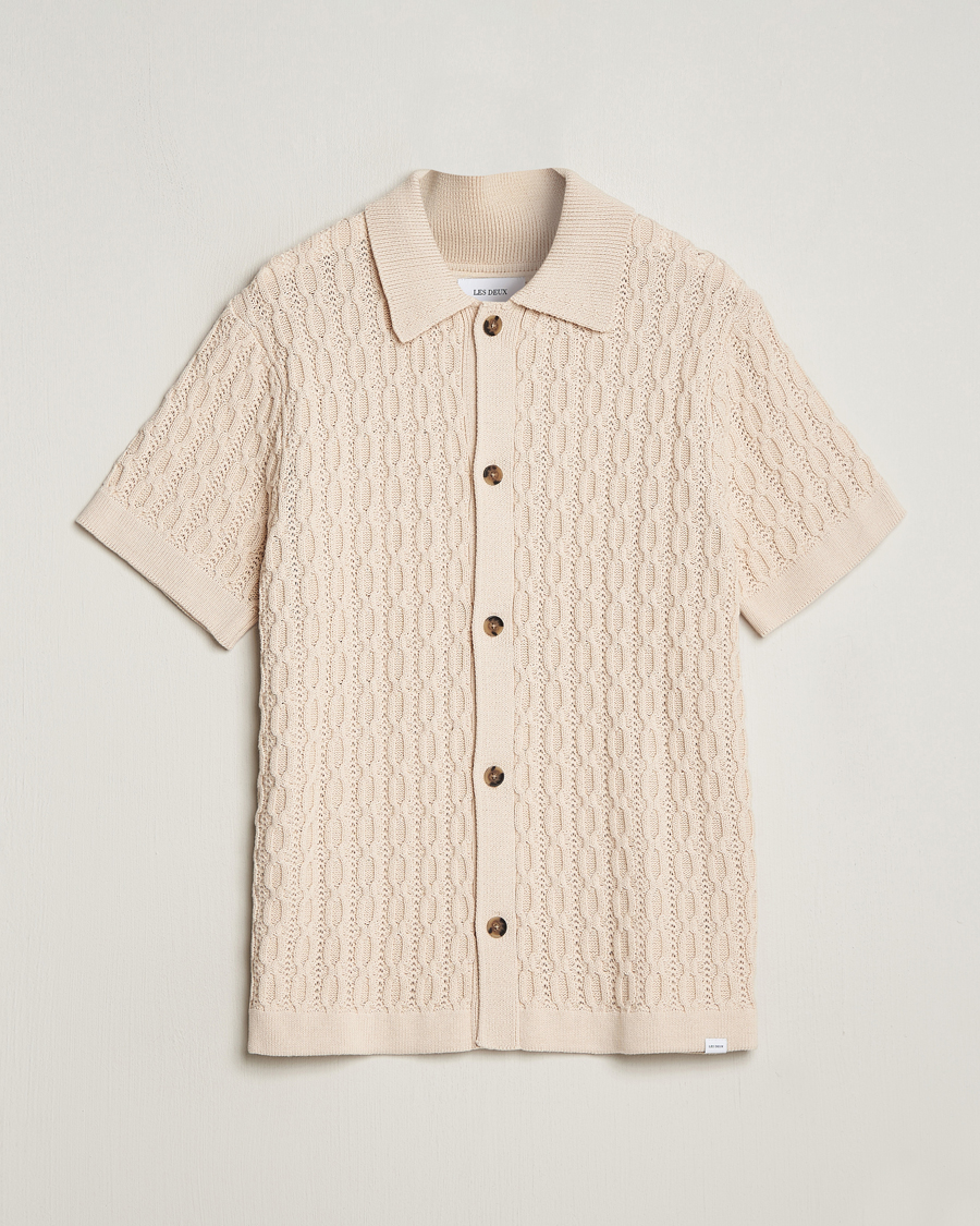 Hombres | Camisas | LES DEUX | Garret Knitted Short Sleeve Shirt Ivory