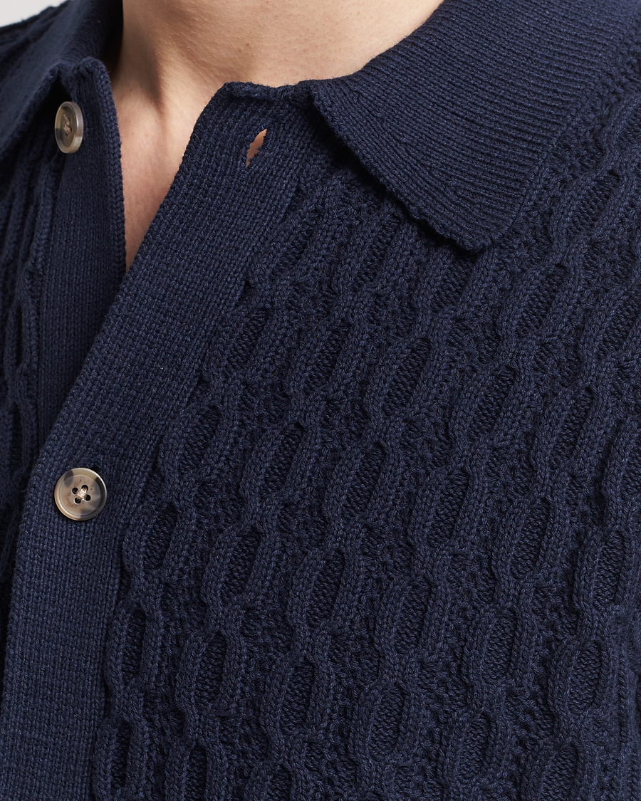 Hombres | Camisas | LES DEUX | Garret Knitted Short Sleeve Shirt Dark Navy