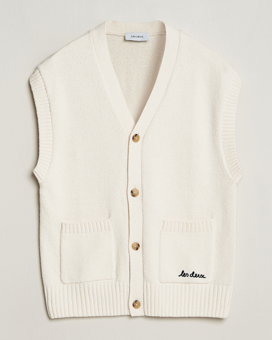 Hombres | Jerséis y prendas de punto | LES DEUX | Brad Cardigan Vest Ivory