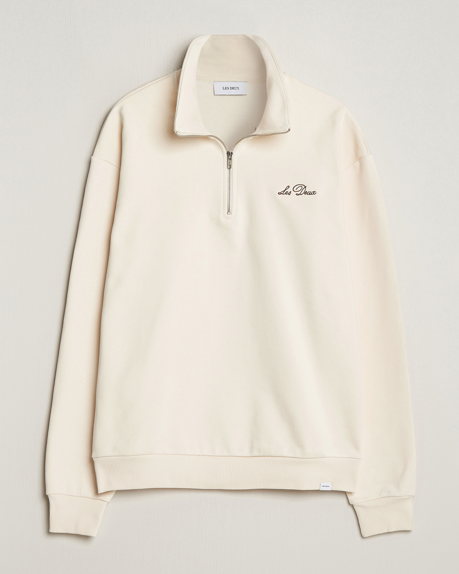 Hombres | Jerséis y prendas de punto | LES DEUX | Crew Half Zip Sweatshirt Light Ivory