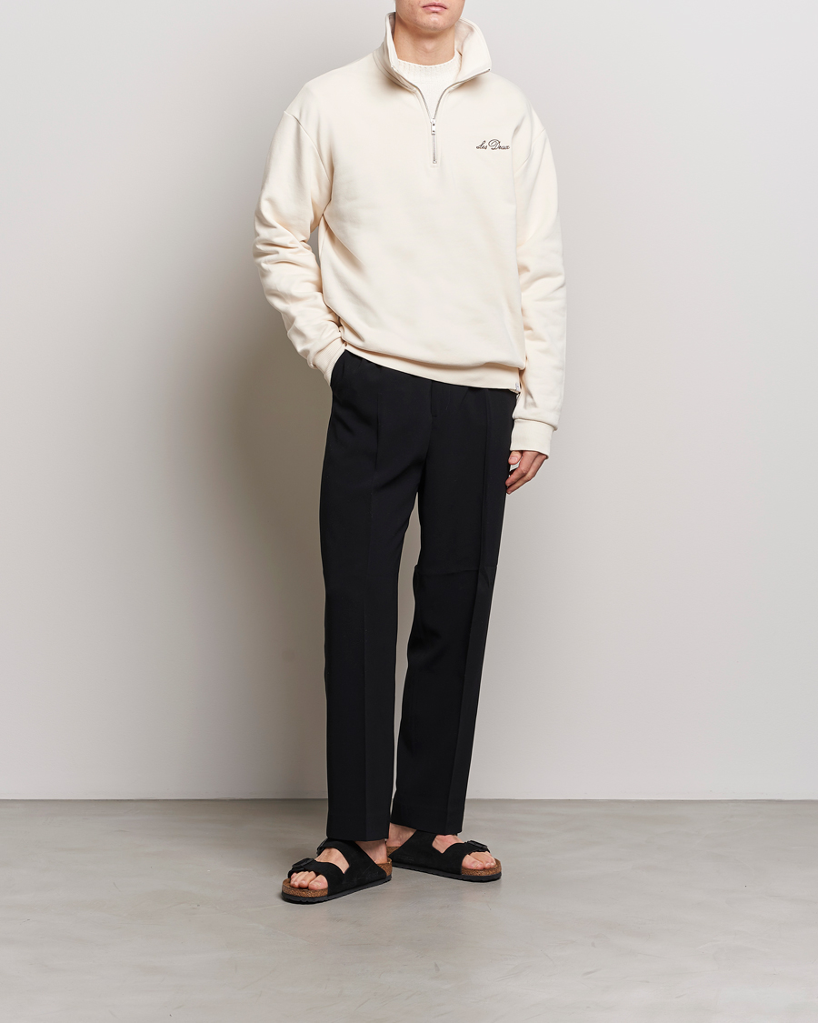 Hombres | Jerséis y prendas de punto | LES DEUX | Crew Half Zip Sweatshirt Light Ivory