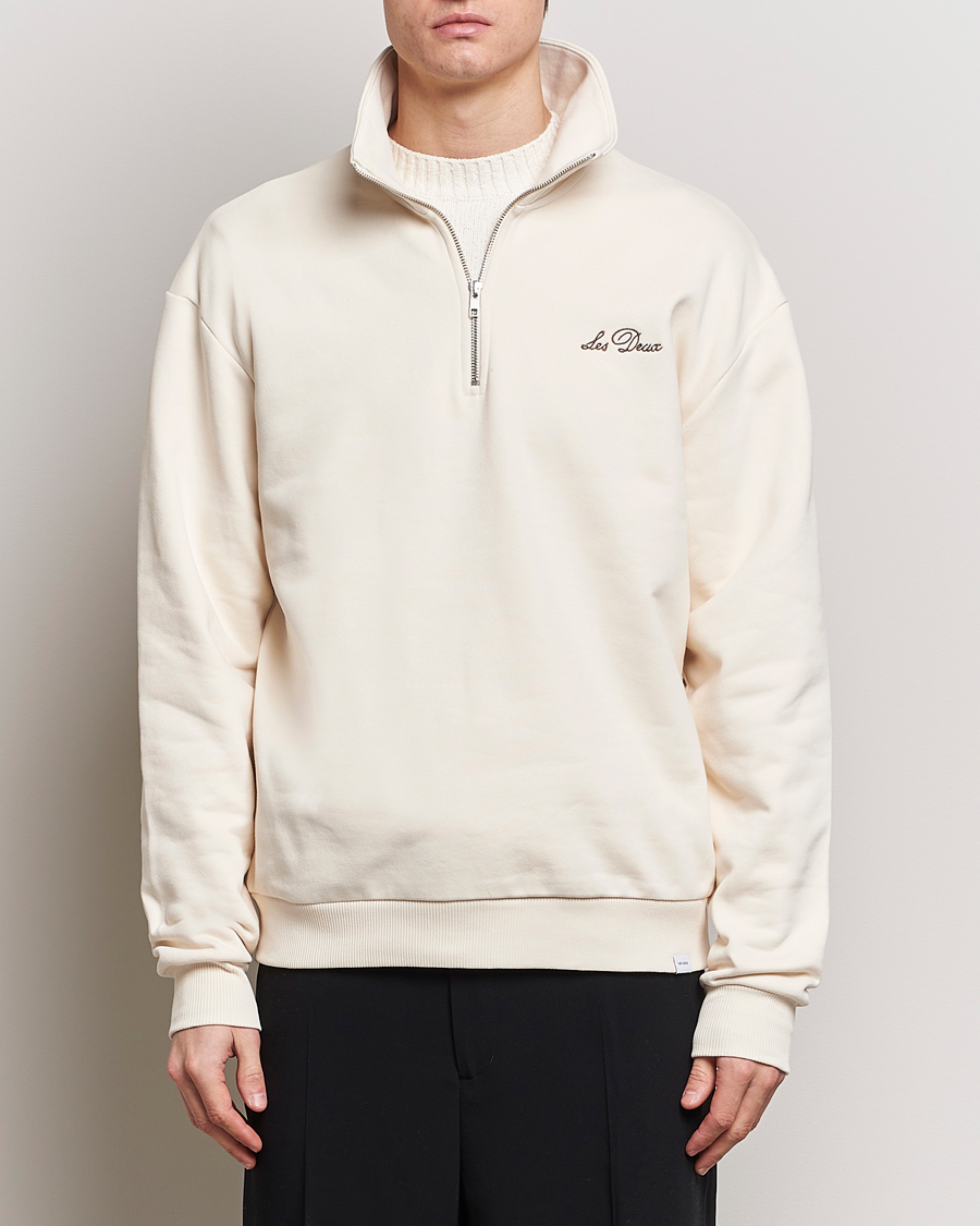 Hombres | Jerséis y prendas de punto | LES DEUX | Crew Half Zip Sweatshirt Light Ivory