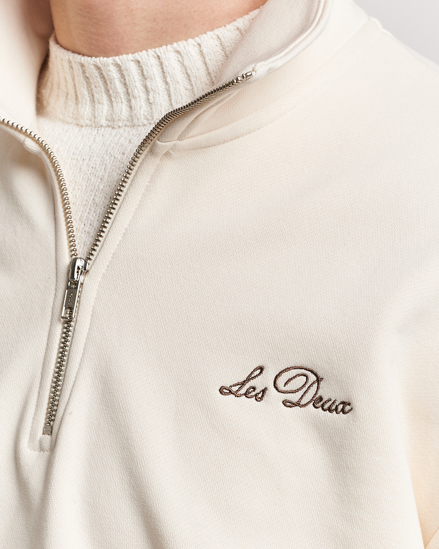 Hombres | Jerséis y prendas de punto | LES DEUX | Crew Half Zip Sweatshirt Light Ivory