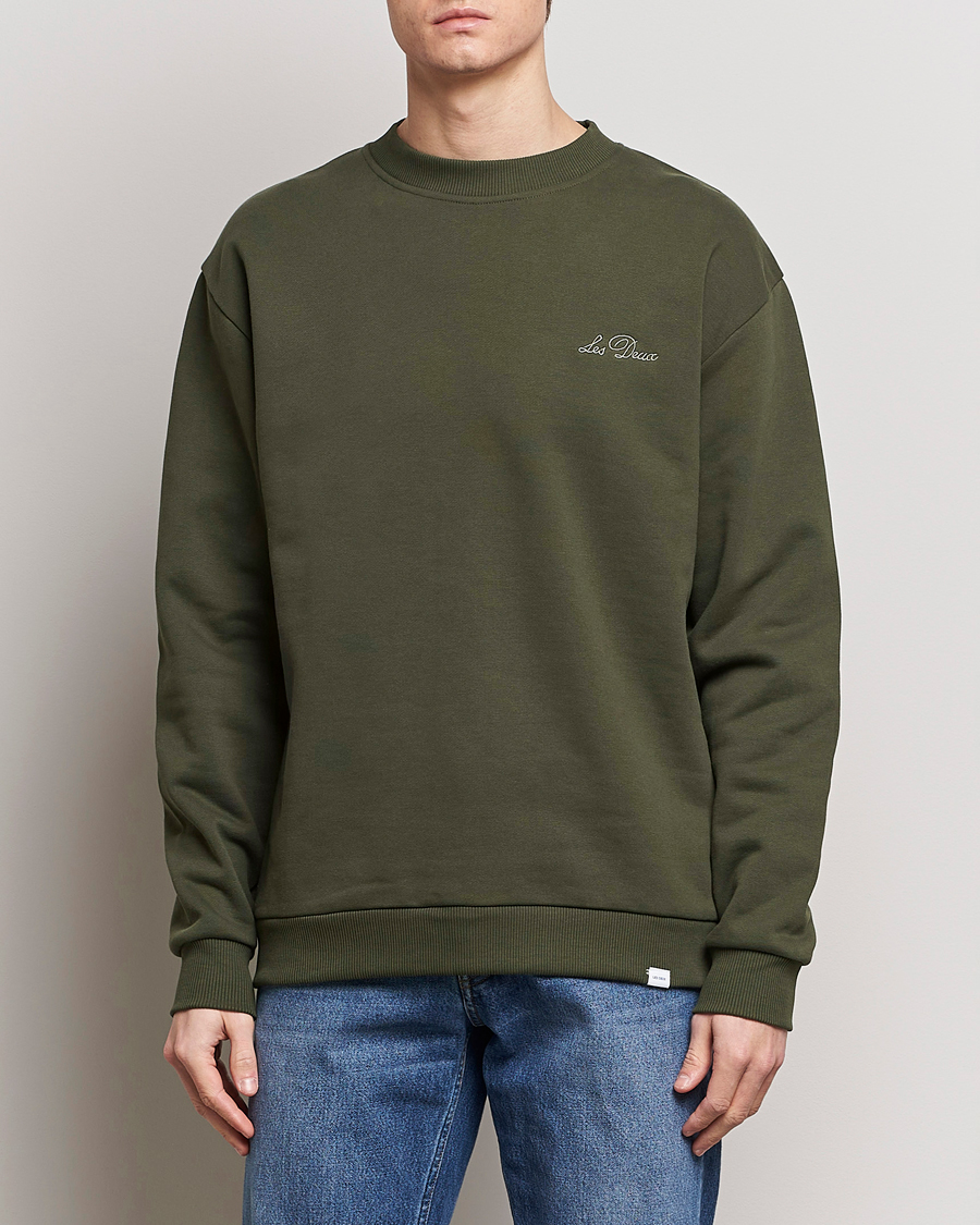 Hombres | Jerséis y prendas de punto | LES DEUX | Crew Sweatshirt Forrest Green