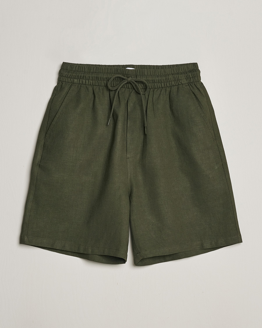 Hombres | Pantalones cortos | LES DEUX | Otto Linen Shorts Forrest Green