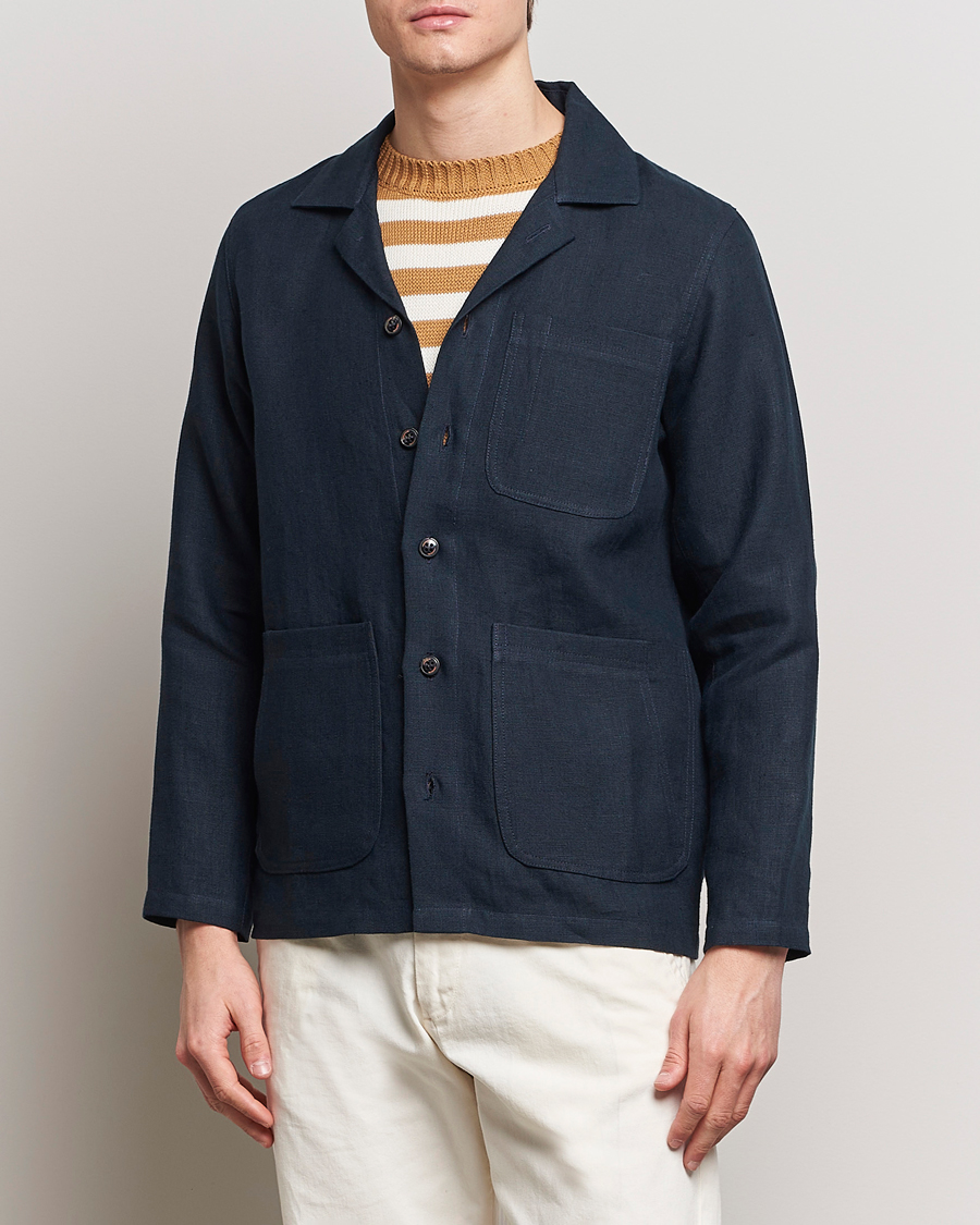 Hombres | Camisas | Peregrine | Grange Linen Shacket Navy