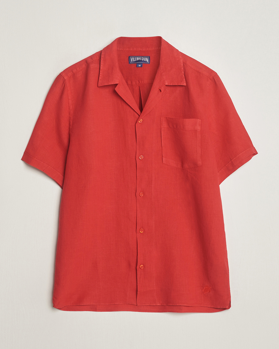 Hombres | Camisas | Vilebrequin | Carhli Resort Short Sleeve Shirt Mouline Rouge