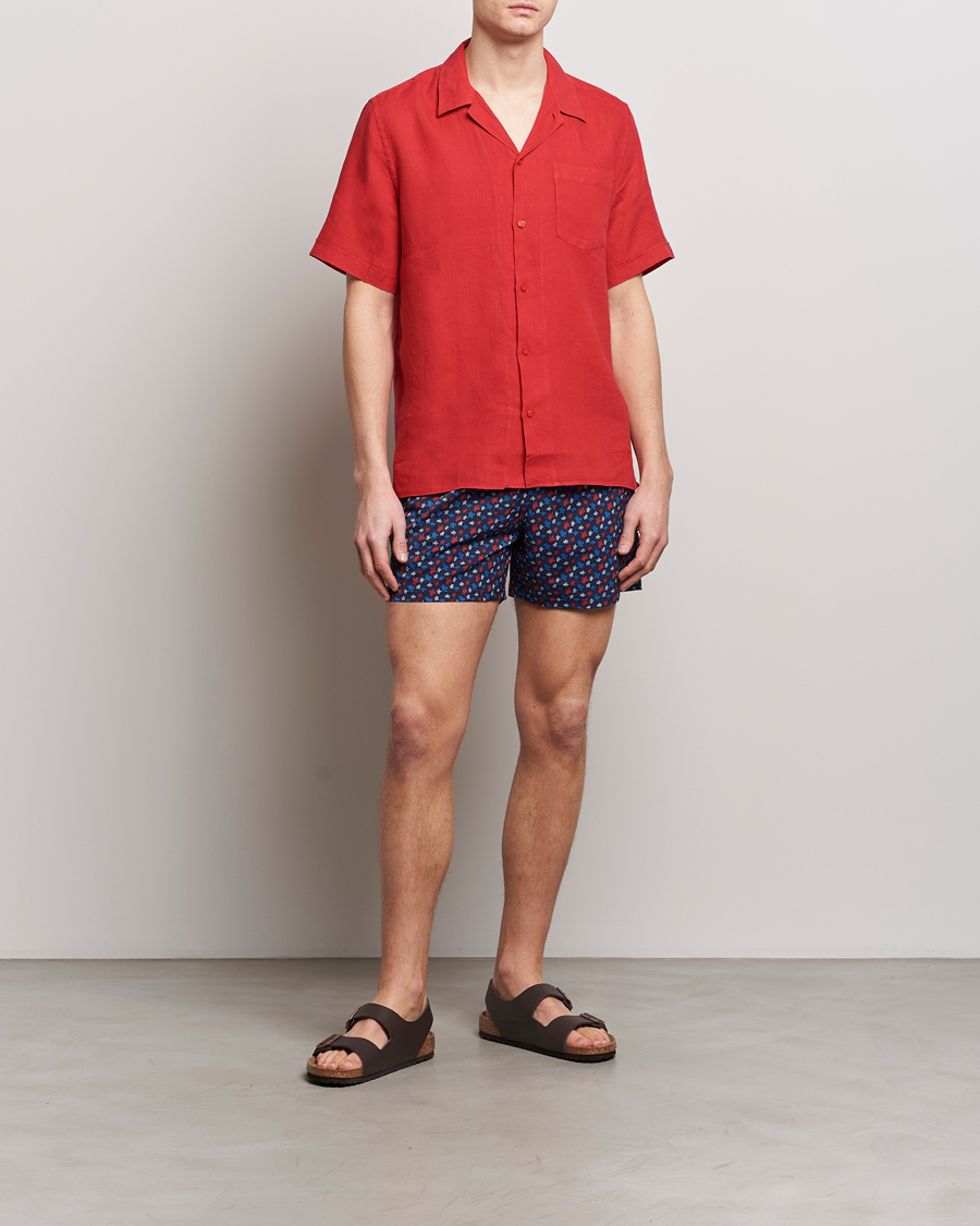 Hombres | Camisas | Vilebrequin | Carhli Resort Short Sleeve Shirt Mouline Rouge
